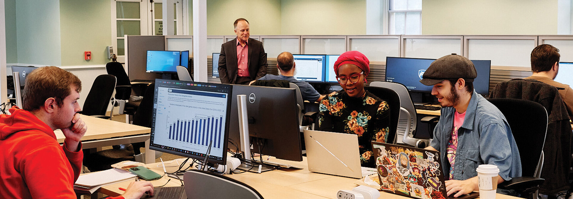 Students work inside at computer lab at Pennsylvania State University