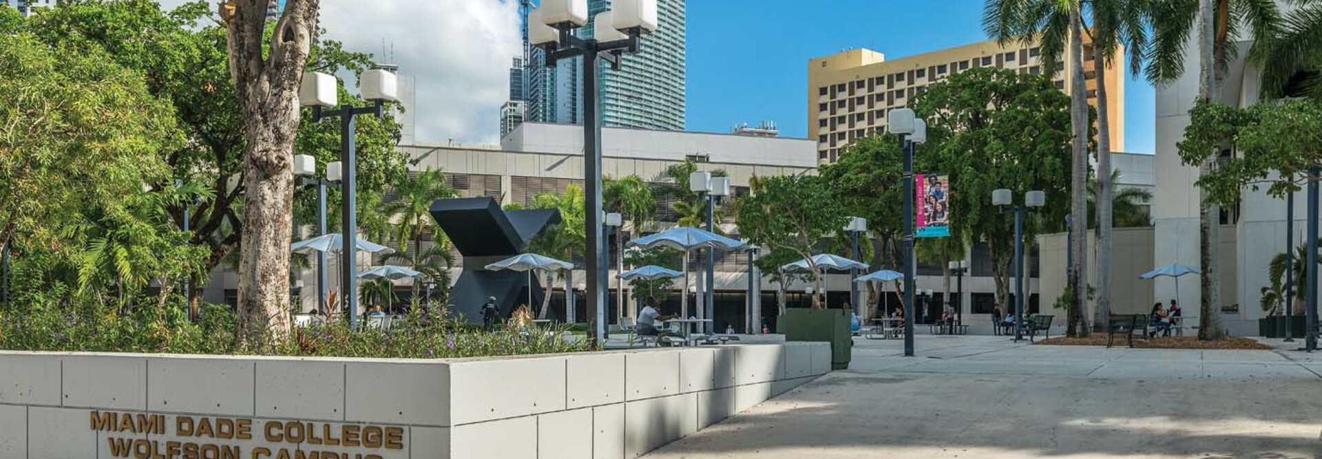 Miami Dade College's Wolfson Campus is pictured on a sunny day in Miami.