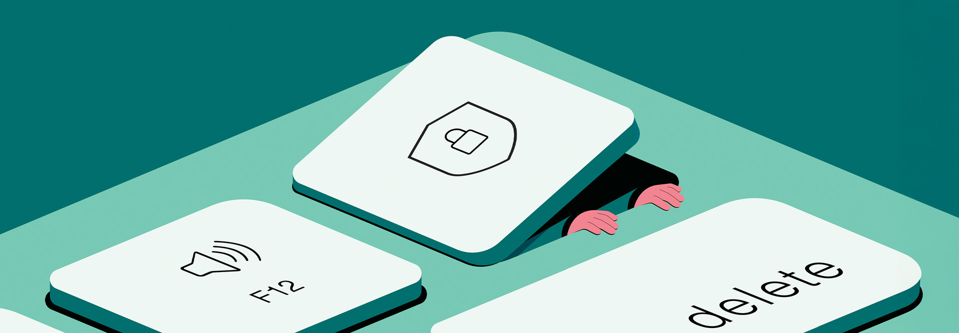 Illustration of person lifting key on keyboard