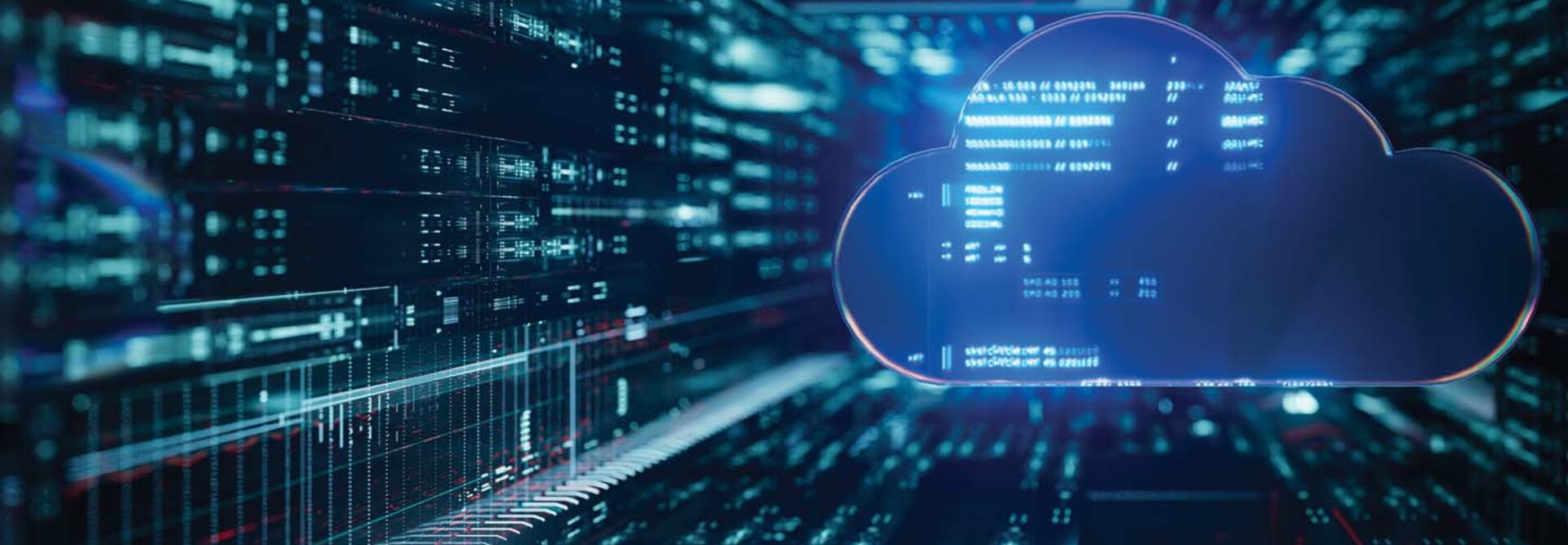 Illustration of a cloud inside a data center