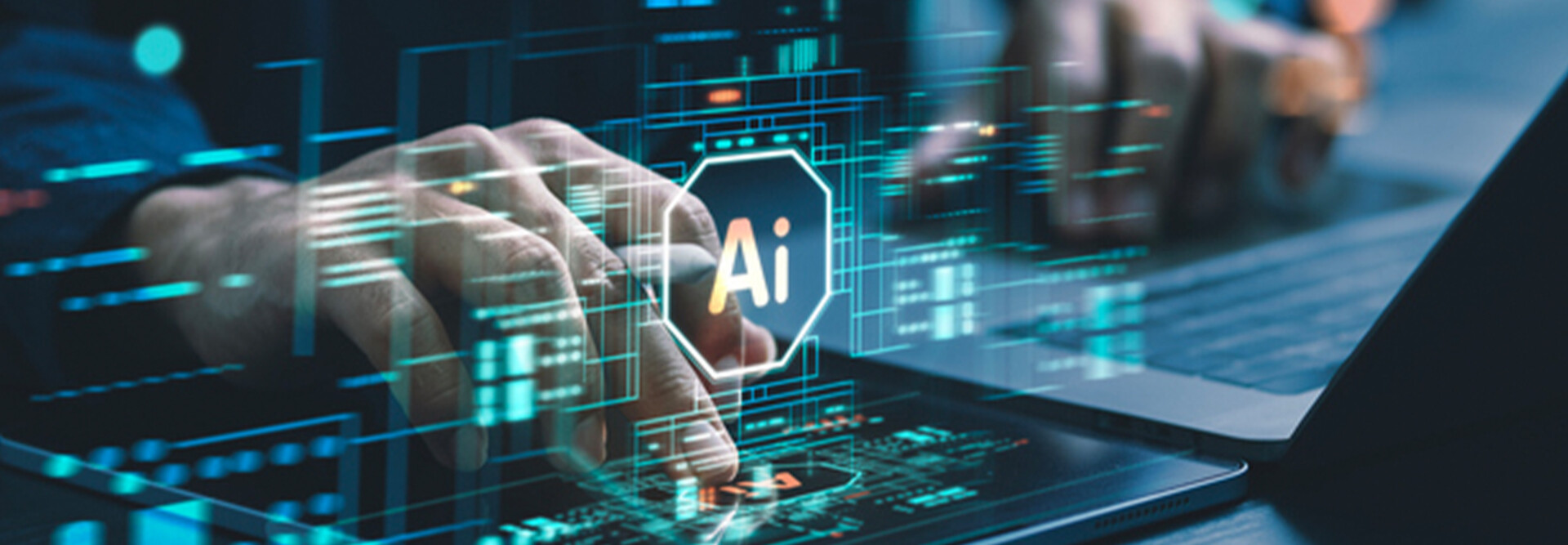 AI hand on keyboard