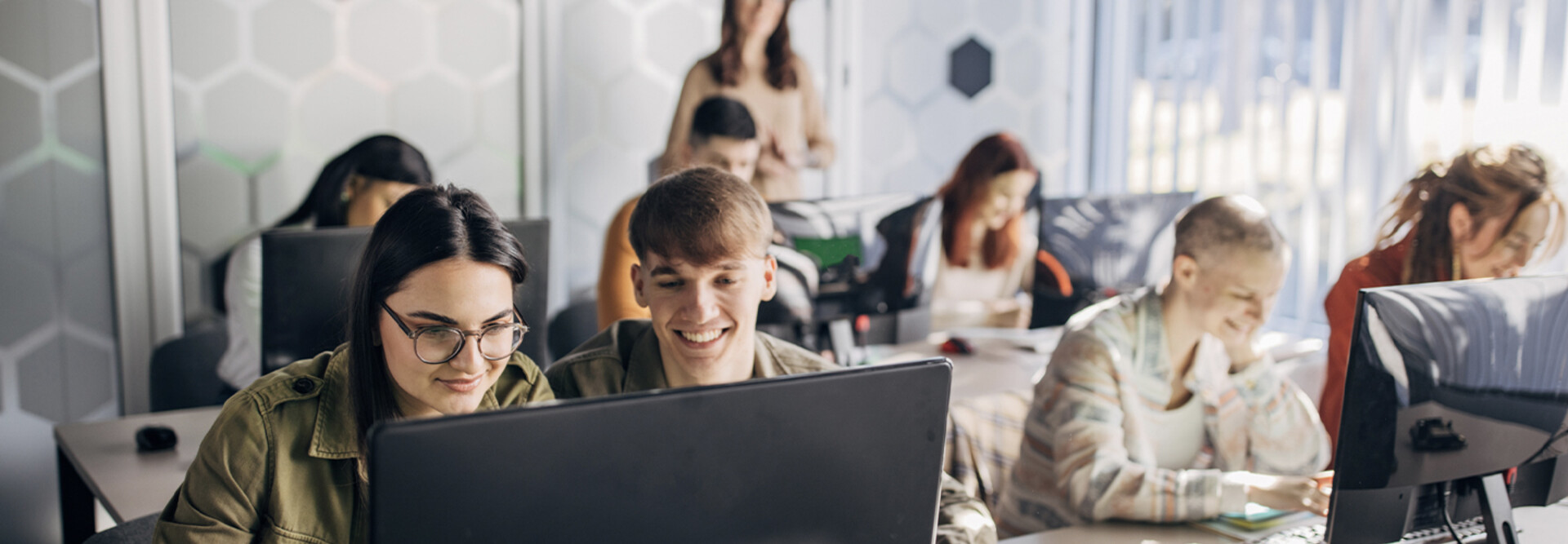 Students in a computer class