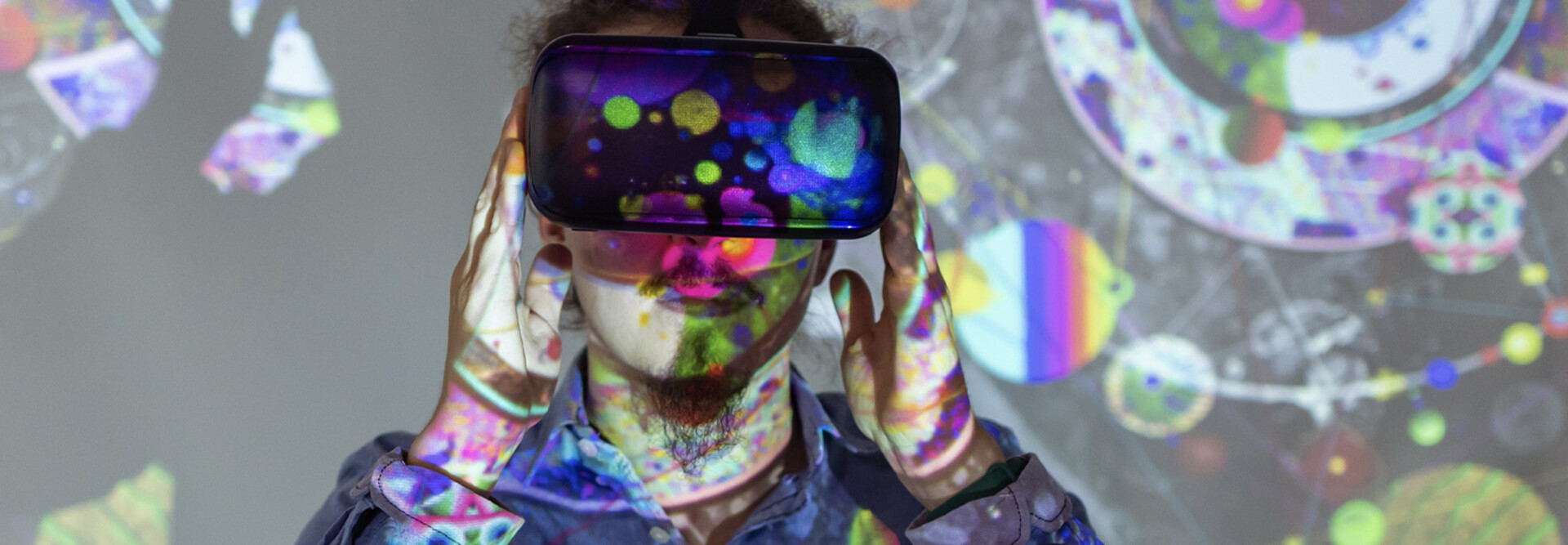 Student wearing VR headset