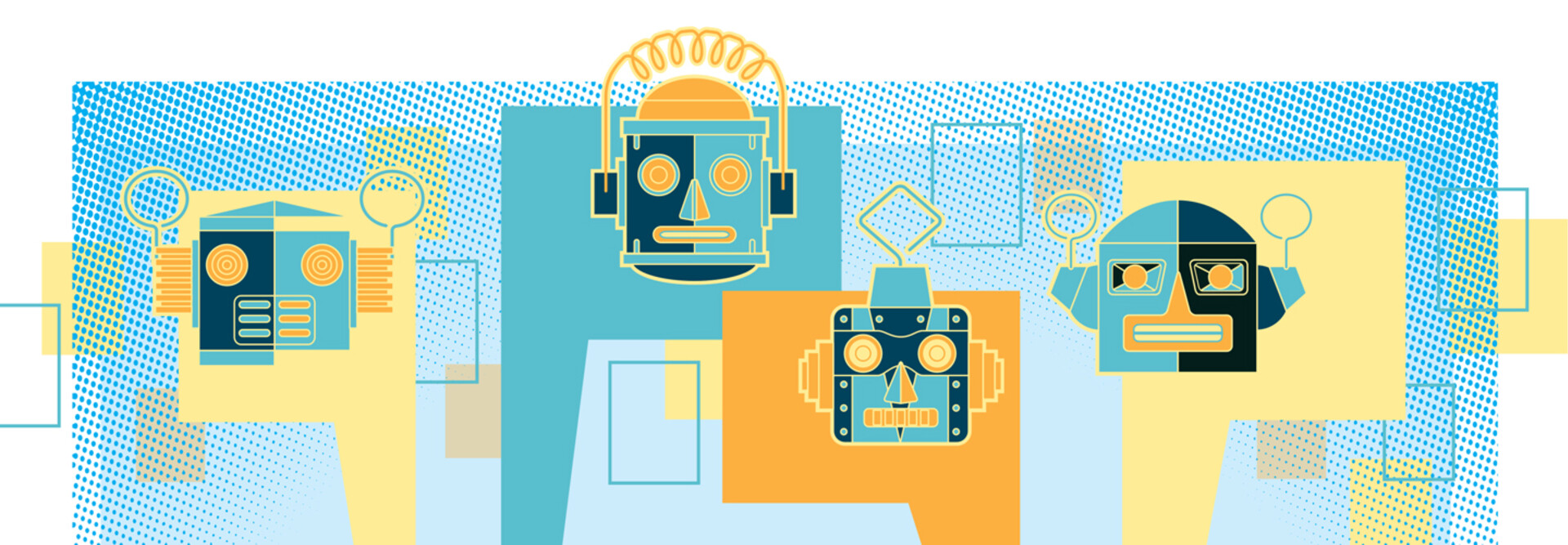 Illustration of fun robot heads
