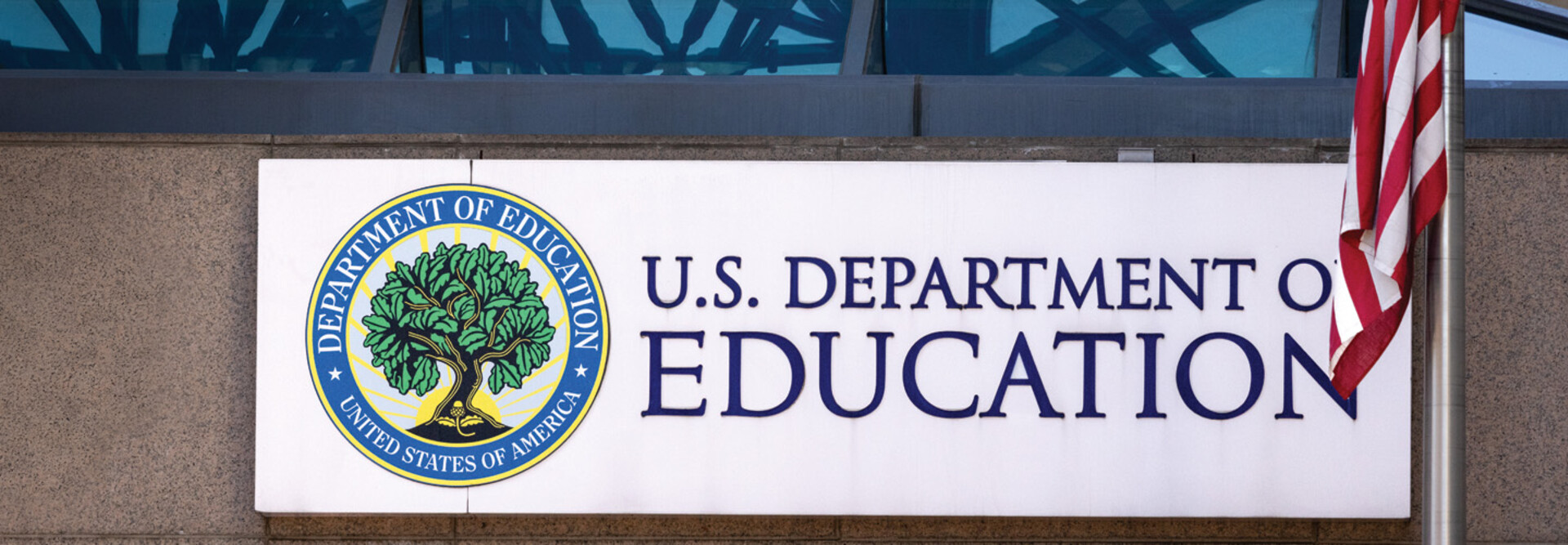 A sign outside the U.S. Department of Education's offices in Washington, D.C.