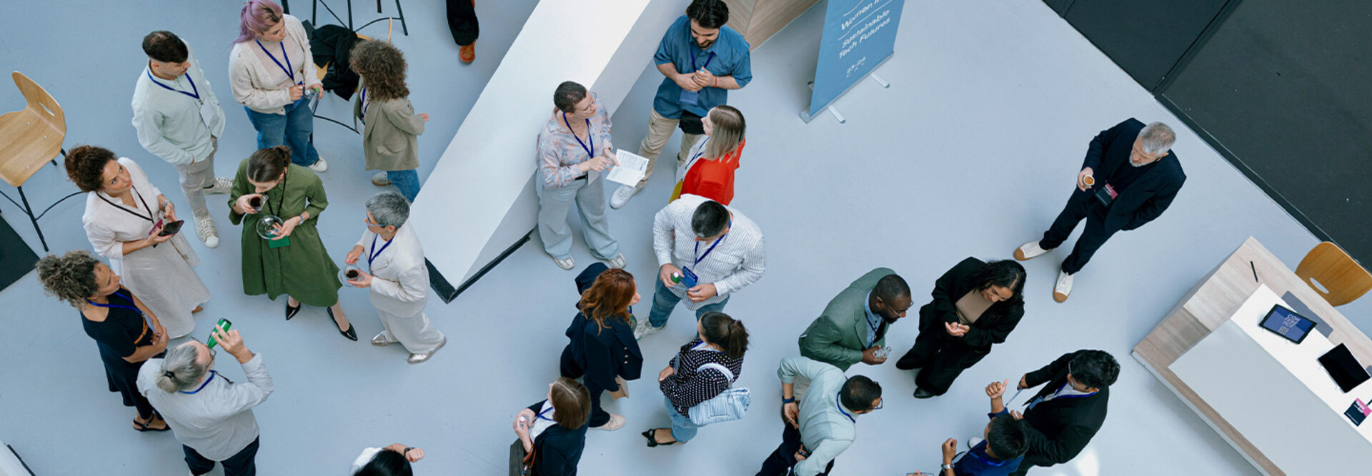 People networking at a conference