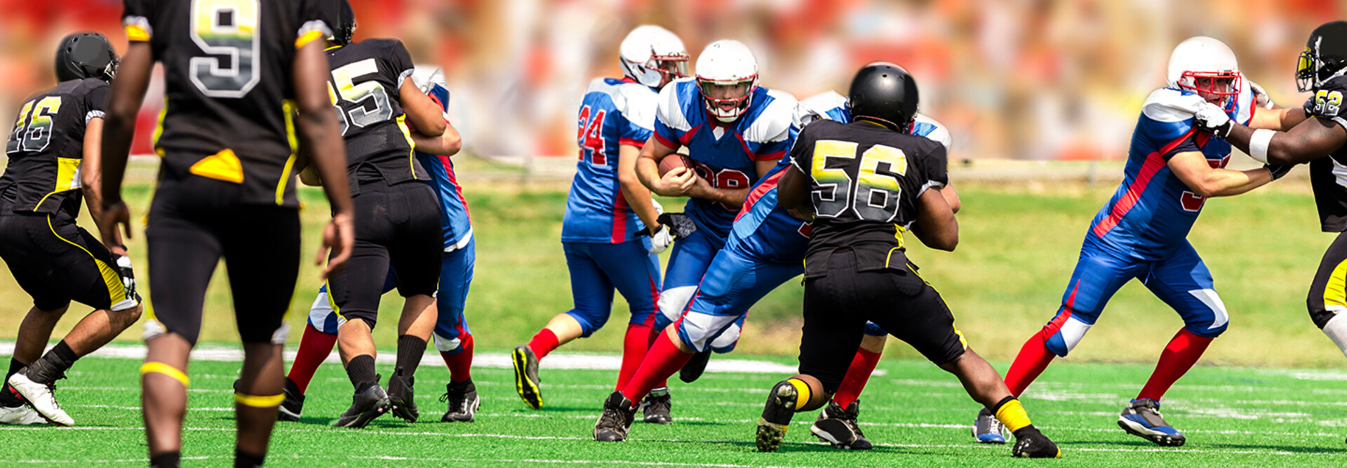 College students playing football