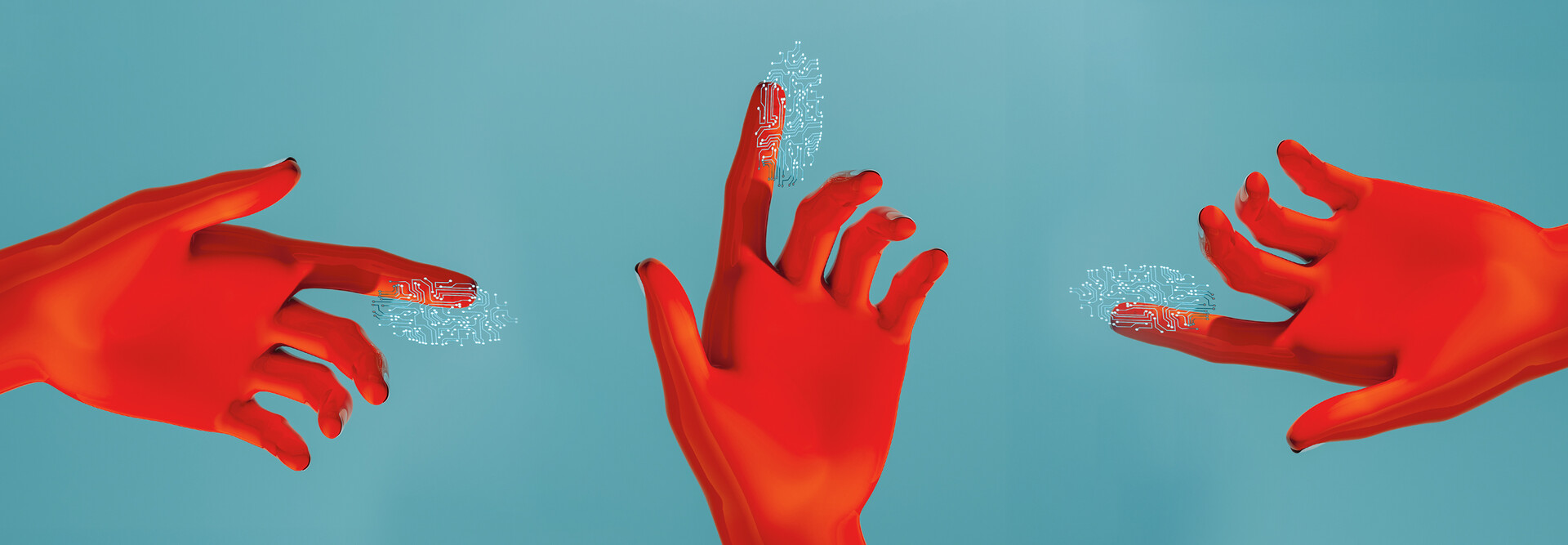 Hands with fingerprint glow