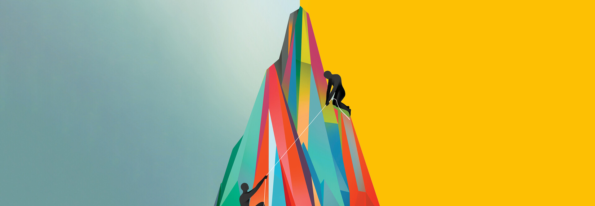 Animation of climbing a mountain