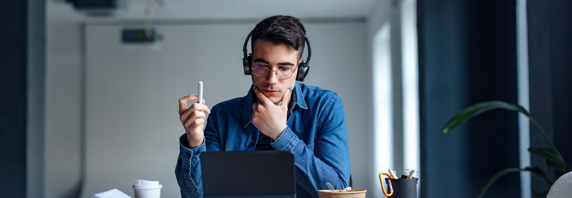 Student attending school online