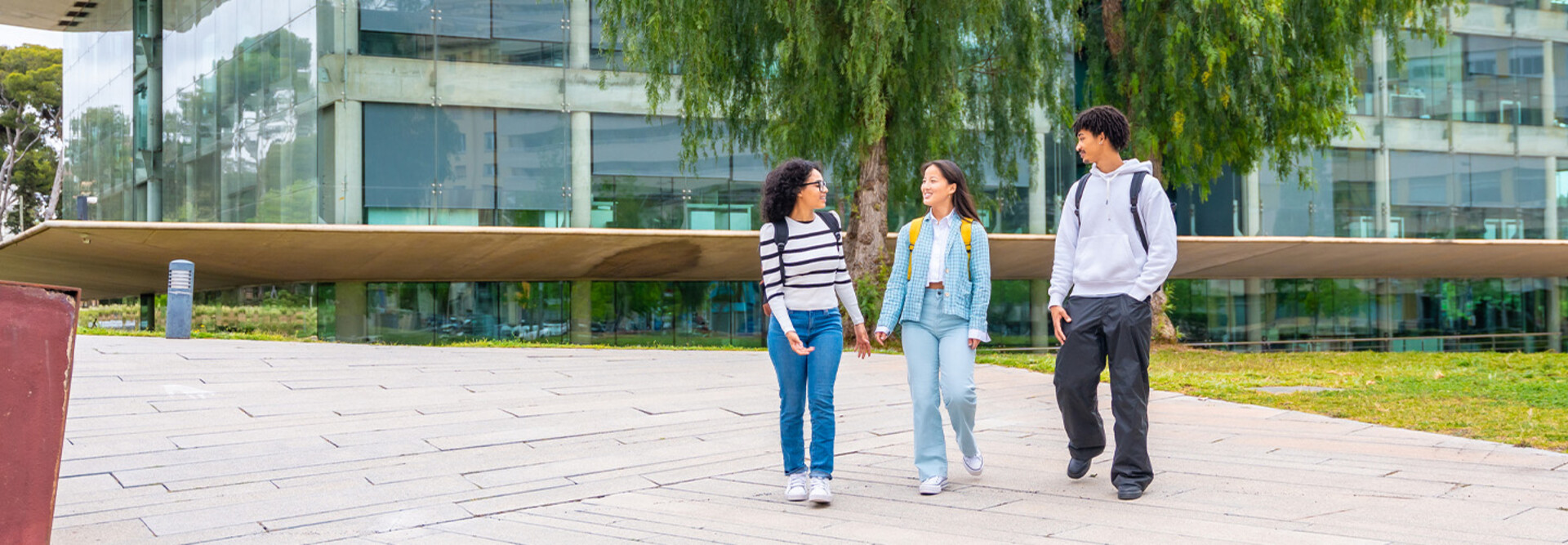 Students walking around campus
