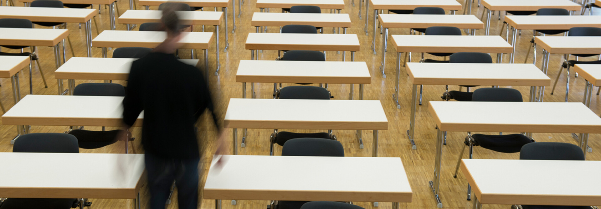 Distorted person in classroom