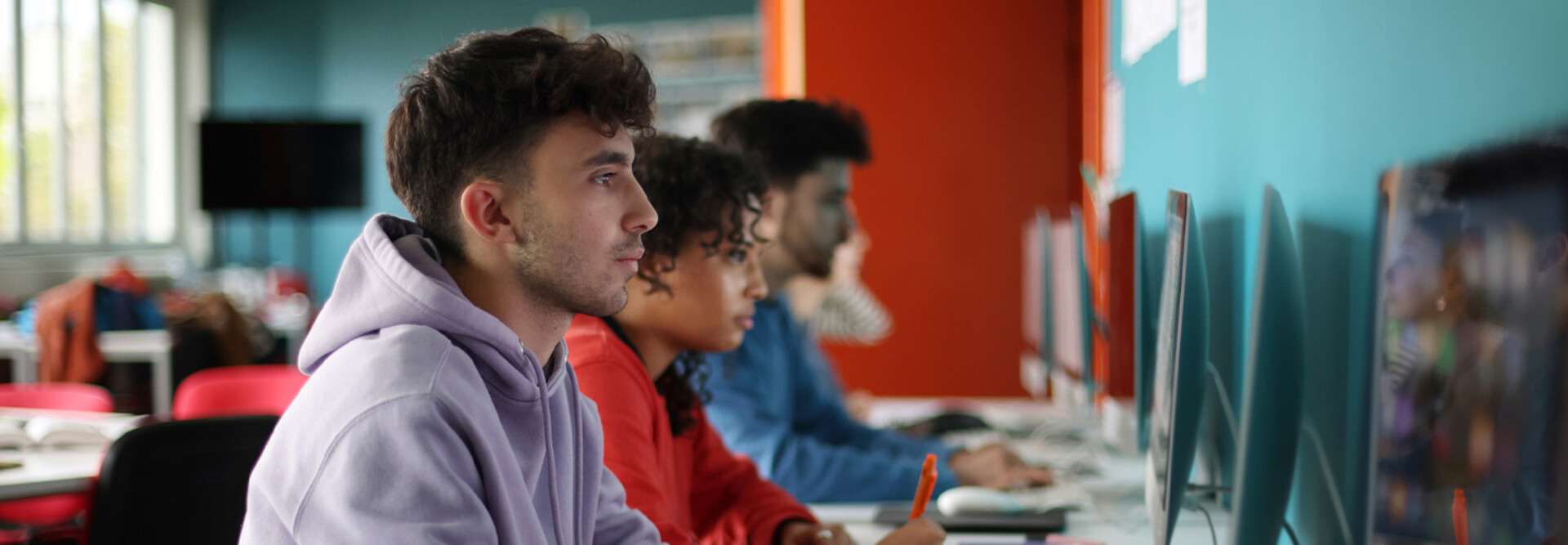 Students using computers