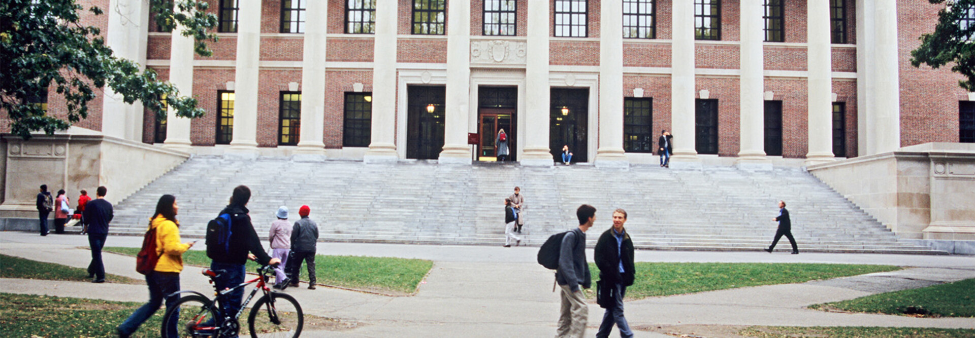 Students walking around campus