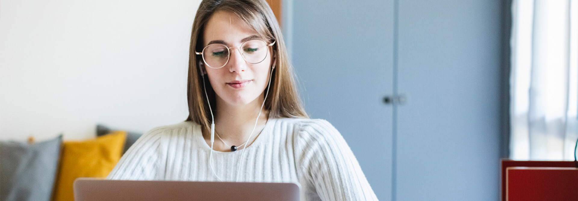 Student using laptop