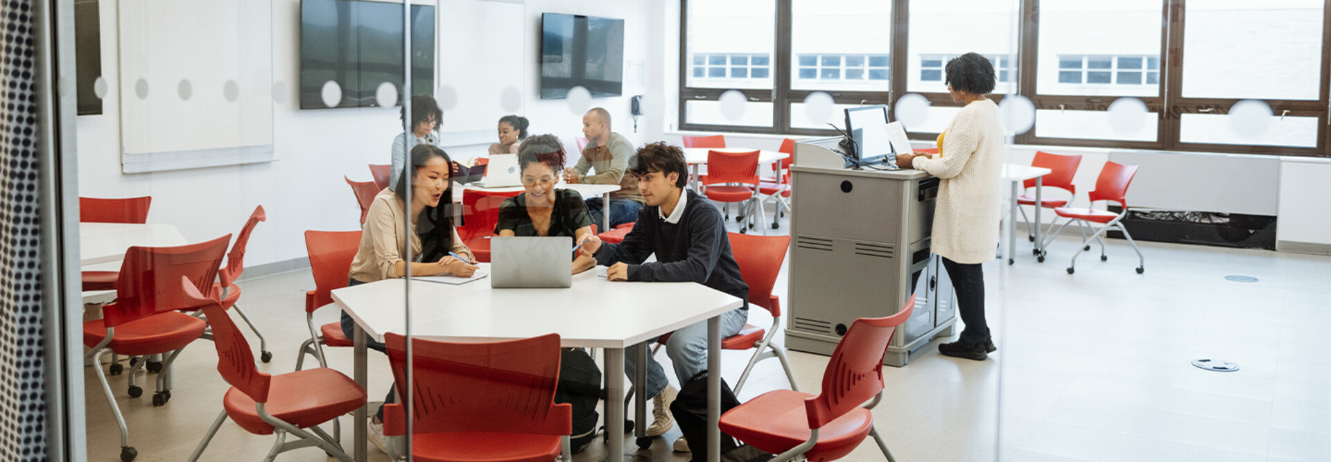 Students in a university classroom