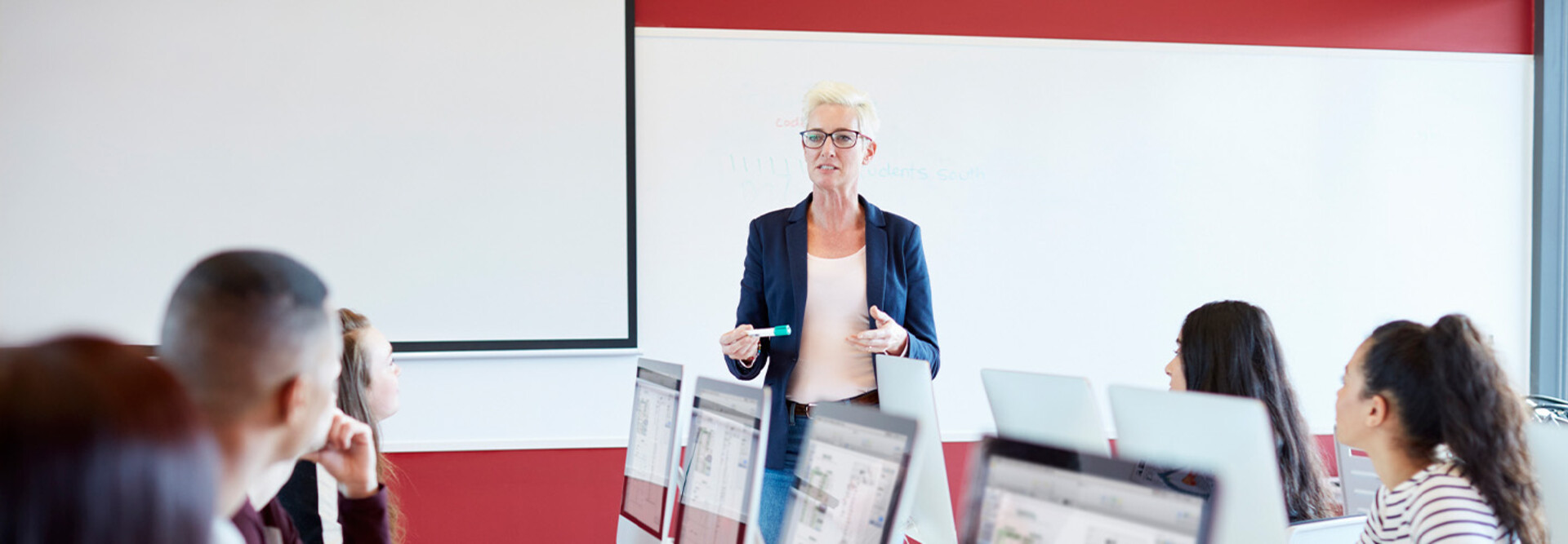 Professor in computer lab