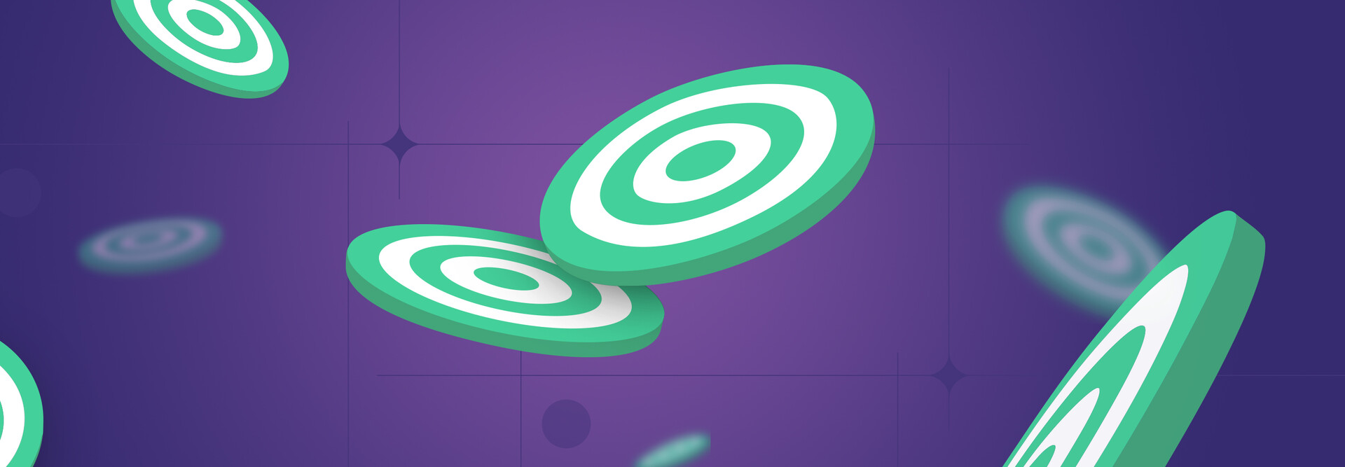 Illustration of blue bullseye on purple background