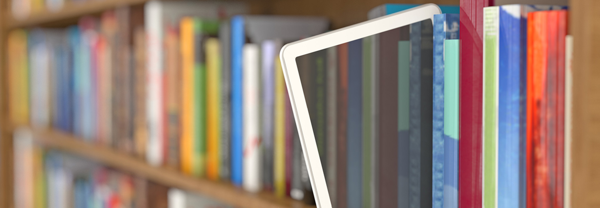 tablet in library stacks