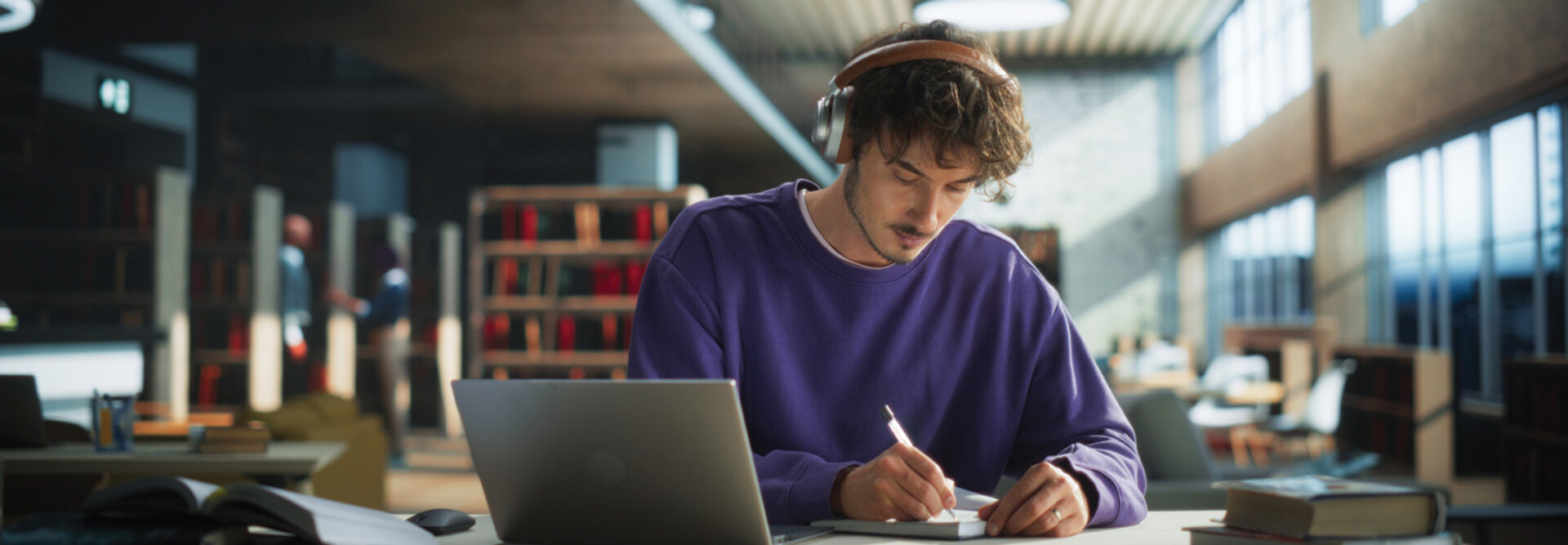 Student studying in the library