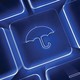 An umbrella keystroke denoting cyber insurance