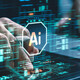AI hand on keyboard