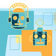 Illustration of fun robot heads