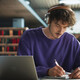 Student studying in the library