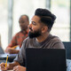 Person listening to lecture in classroom