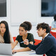 Students using device 