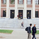 Students walking around campus