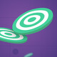Illustration of blue bullseye on purple background