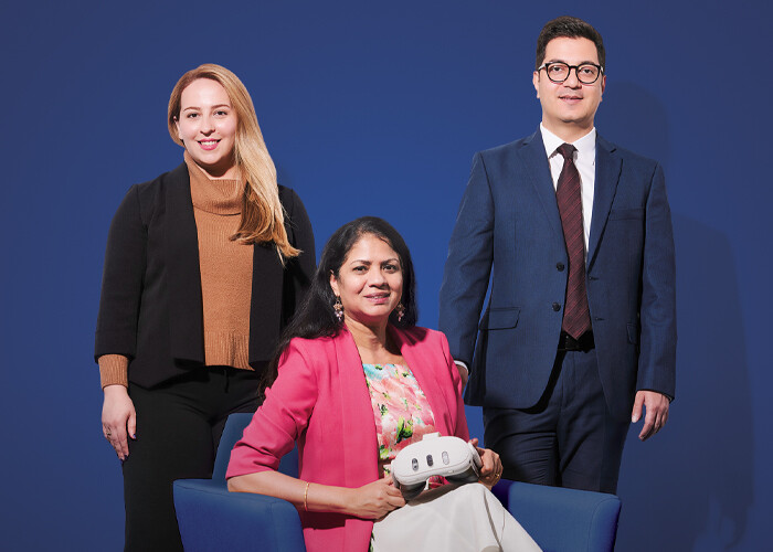 Bahar Pourbehzadi (left), Lakshmi Iyer and Moez Farokhnia Hamedani
