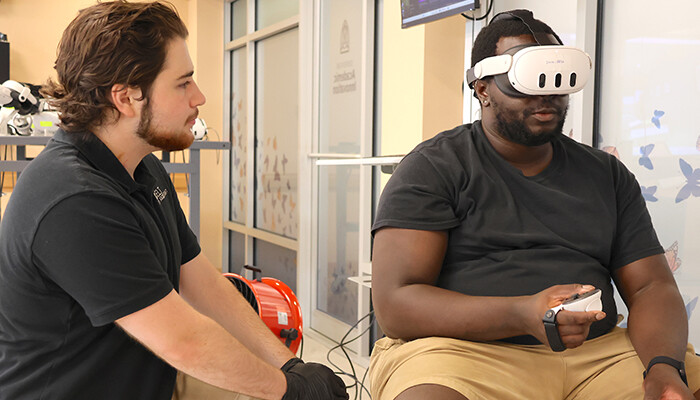 Student using VR headset