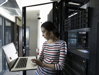 Woman dealing with network security measures