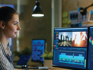 Student using video production software