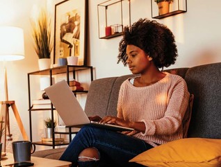 Black college student studying online