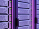 Close-up of Server Room with Purple Lights