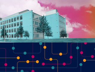 Illustration of video surveillance on a college campus