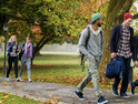 University students walking on campus