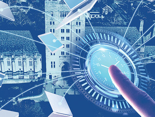 Illustration of time being saved on a college campus