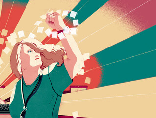 Illustration of person using a laptop