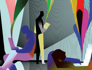 Illustration of figures using laptops