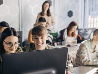 Students in a computer class