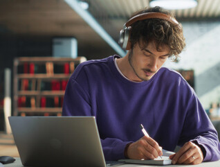 Student studying in the library