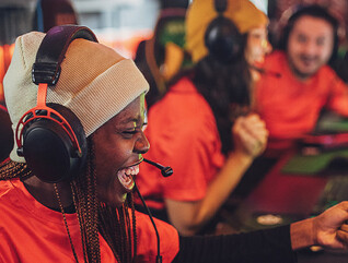 Esports team competing