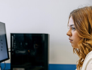 Student using computer