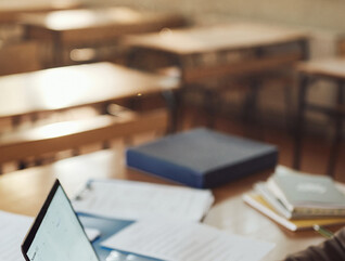 Professor using computer