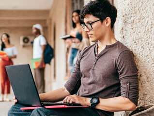 Student working on laptop