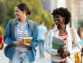 Students walking on campus